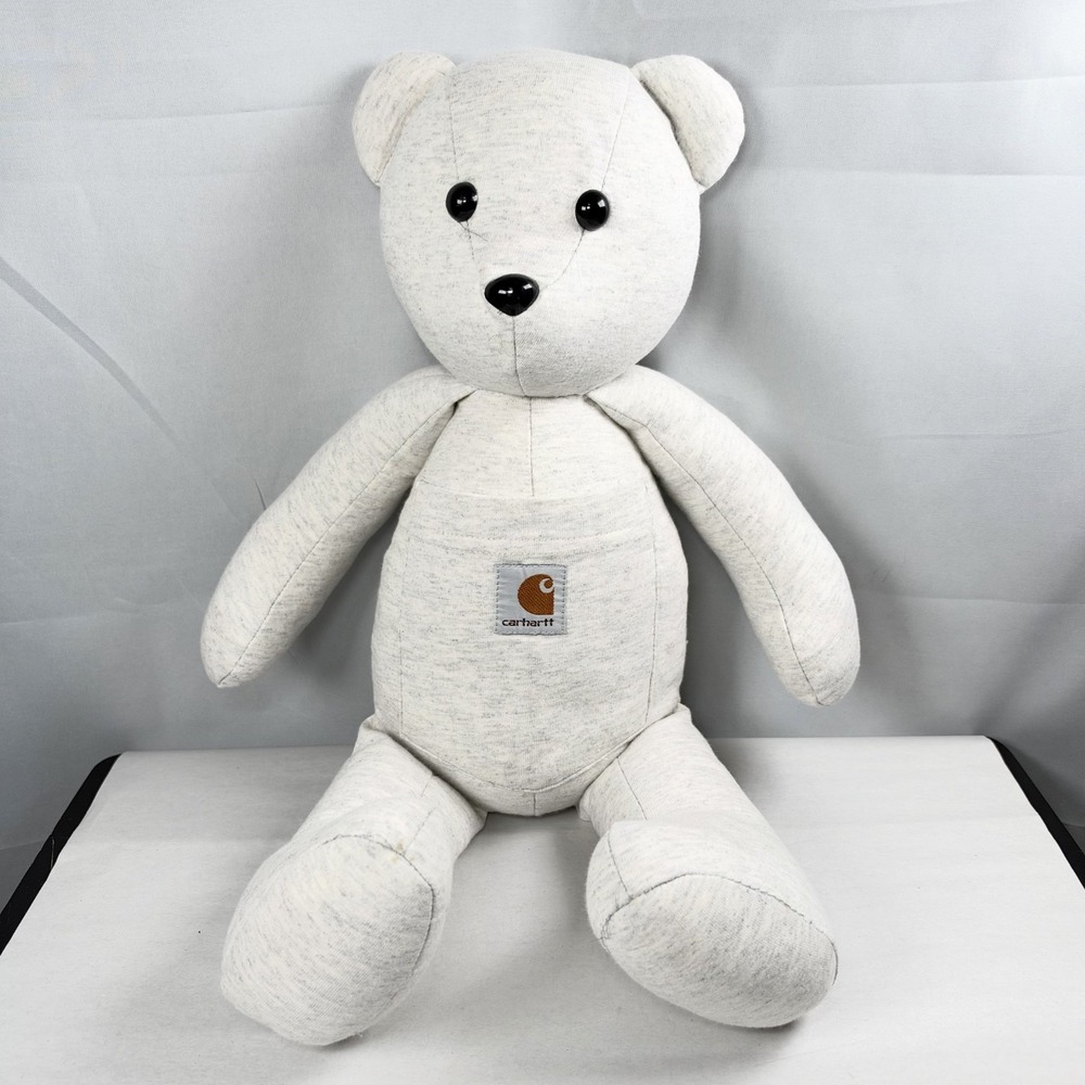 Vintage CARHARTT Plush Teddy Bear / Medium Size 16" / Gray / Logo / Very Rare